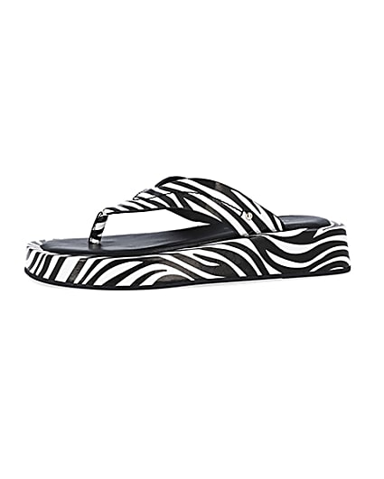 360 degree animation of product White zebra print flatform sandals frame-2