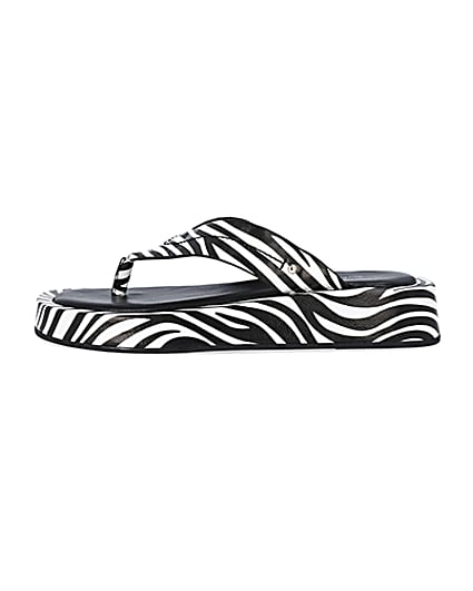 360 degree animation of product White zebra print flatform sandals frame-3