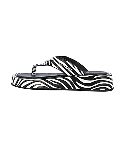360 degree animation of product White zebra print flatform sandals frame-4