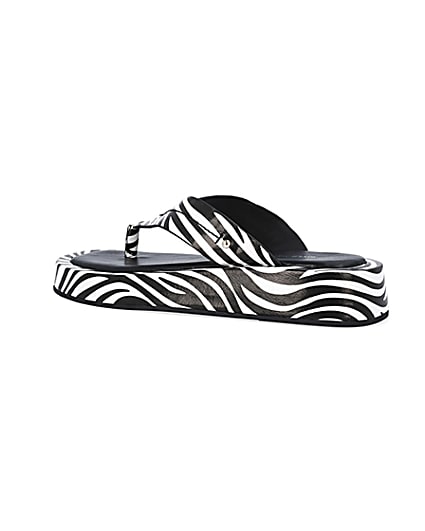 360 degree animation of product White zebra print flatform sandals frame-5