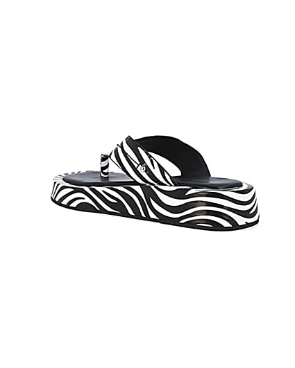 360 degree animation of product White zebra print flatform sandals frame-6