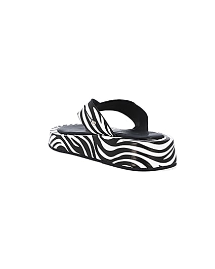 360 degree animation of product White zebra print flatform sandals frame-7
