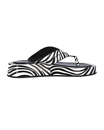 360 degree animation of product White zebra print flatform sandals frame-14