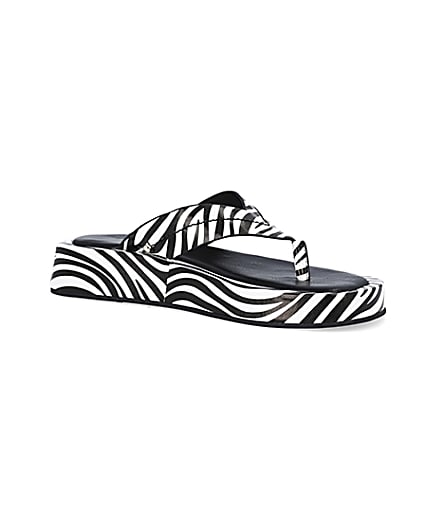 360 degree animation of product White zebra print flatform sandals frame-17