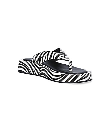 360 degree animation of product White zebra print flatform sandals frame-18