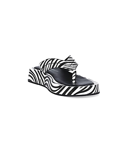 360 degree animation of product White zebra print flatform sandals frame-19