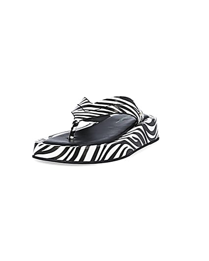 360 degree animation of product White zebra print flatform sandals frame-23