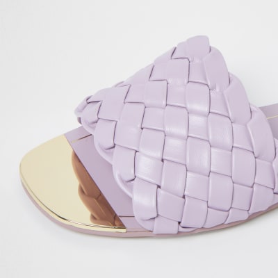 Wide fit purple vamp flat sandals