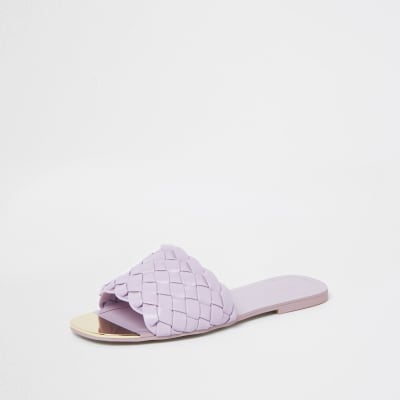 Wide fit purple vamp flat sandals