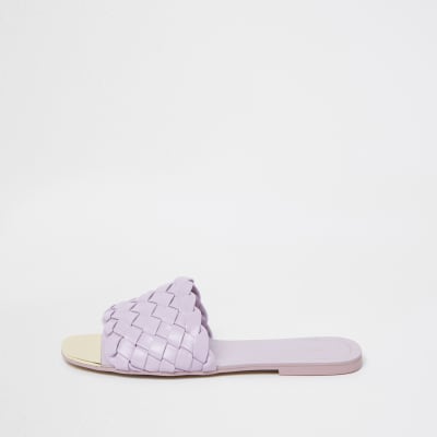 Wide fit purple vamp flat sandals