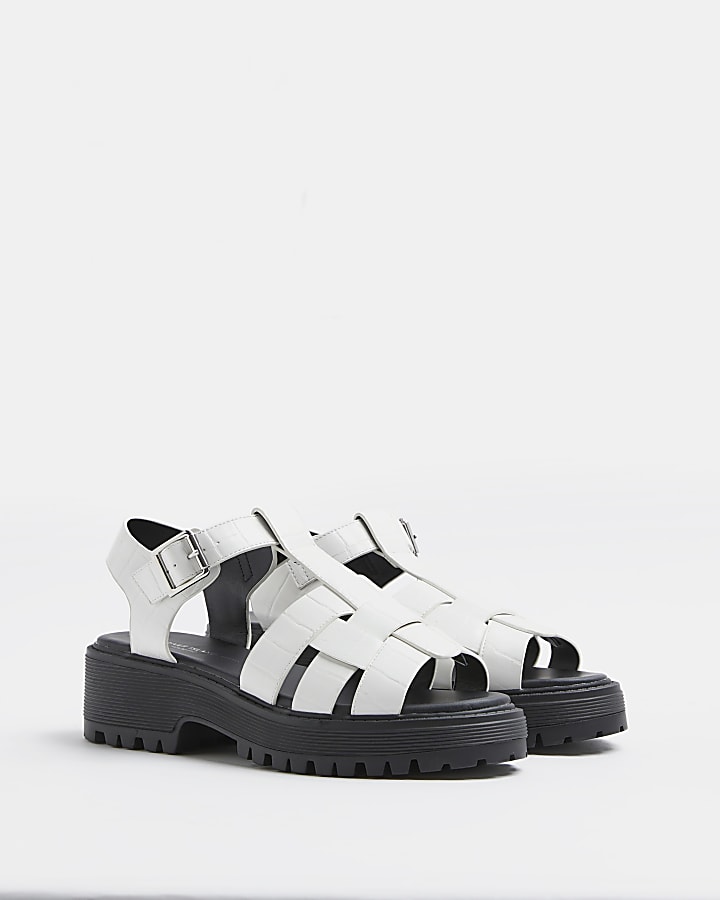 Wide fit white chunky strappy sandals