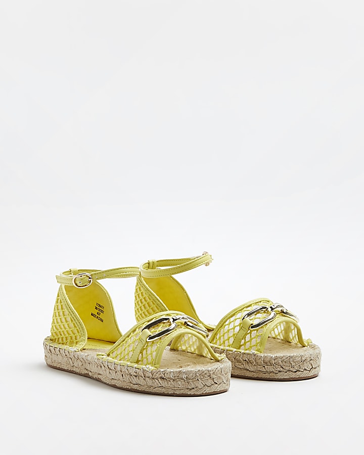 Wide fit yellow espadrille sandals