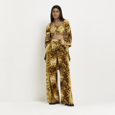 yellow palazzo trousers