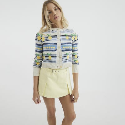 Yellow Belted Denim Skort