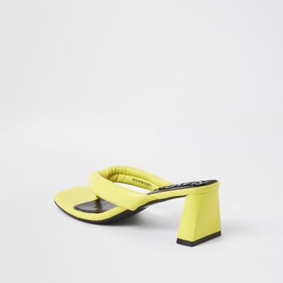 Yellow block heel sandals