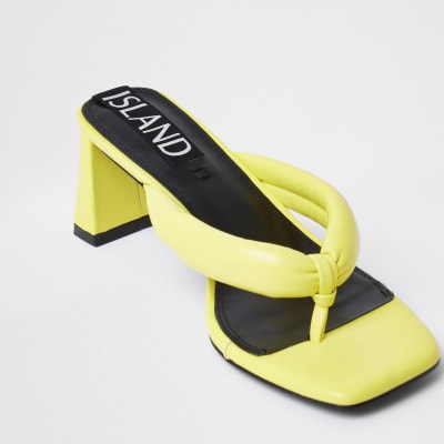 Yellow block heel sandals