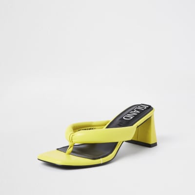 Yellow block heel sandals