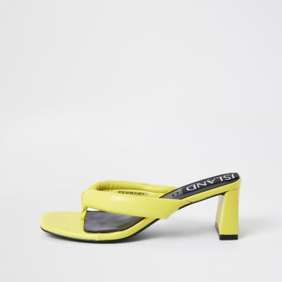 Yellow block heel sandals
