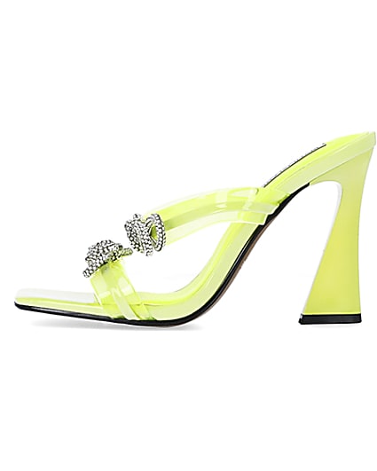 360 degree animation of product Yellow bow detail heeled mules frame-3