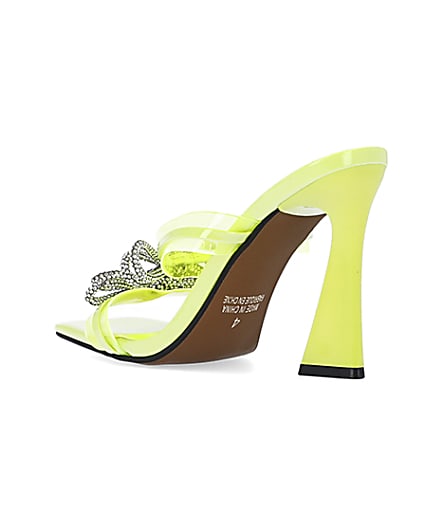 360 degree animation of product Yellow bow detail heeled mules frame-6