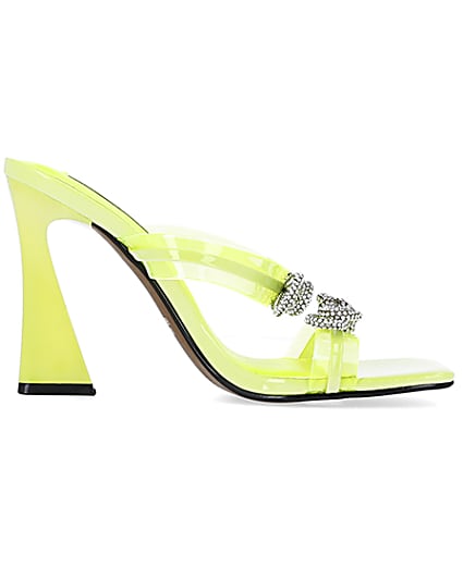 360 degree animation of product Yellow bow detail heeled mules frame-15
