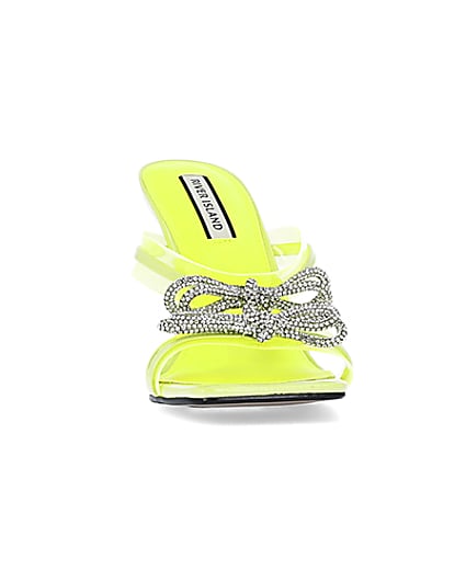 360 degree animation of product Yellow bow detail heeled mules frame-20