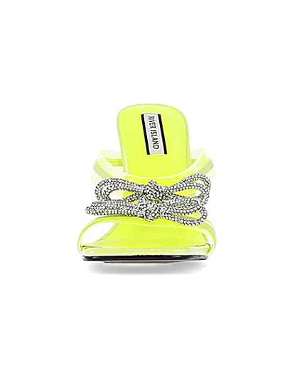 360 degree animation of product Yellow bow detail heeled mules frame-21