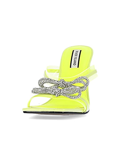 360 degree animation of product Yellow bow detail heeled mules frame-22