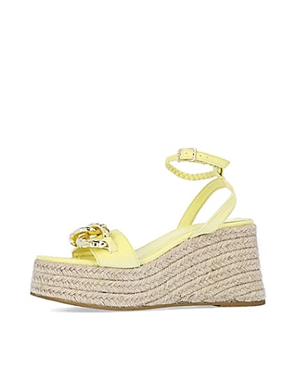 360 degree animation of product Yellow chain detail flatform wedges frame-2