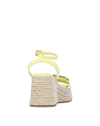 360 degree animation of product Yellow chain detail flatform wedges frame-10