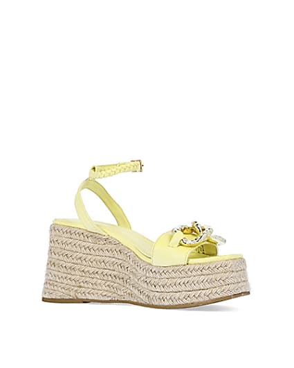 360 degree animation of product Yellow chain detail flatform wedges frame-17