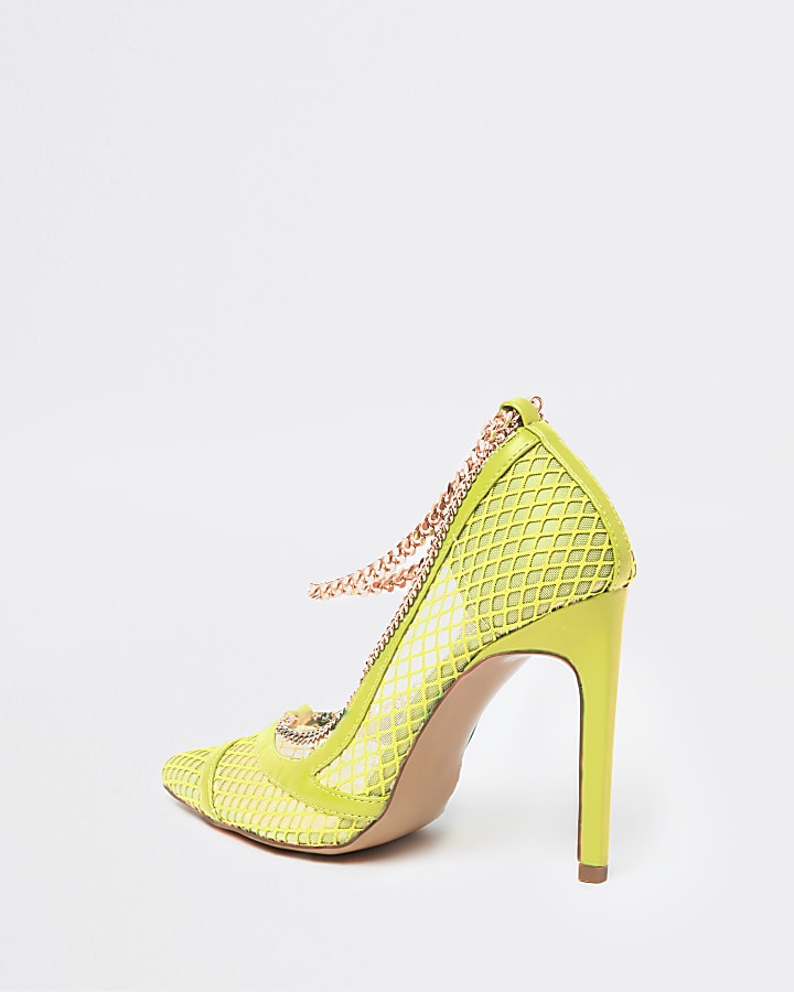 Yellow chain mesh court shoes