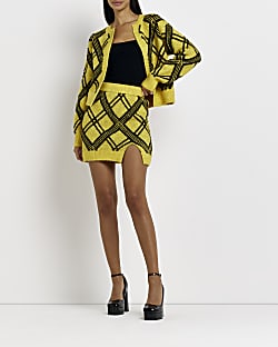 Yellow check mini skirt