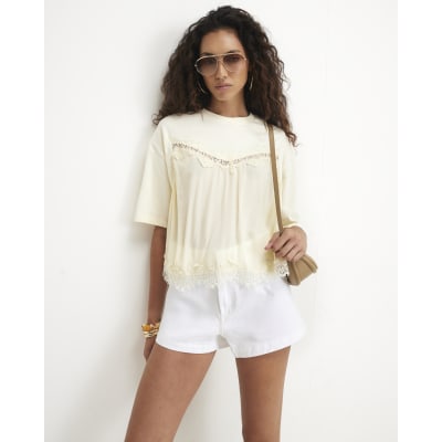 Cotton Lace Front T Shirt