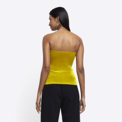 River Island Womens Yellow Diamante Wire Bandeau Top, £10.00