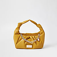 Yellow double knot ruched handbag