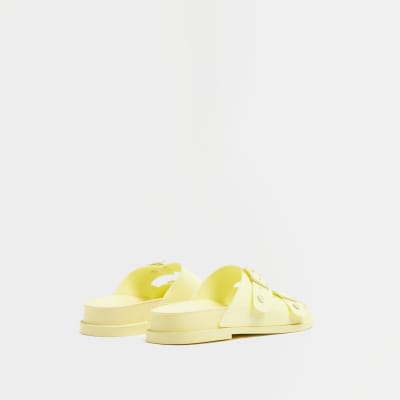 yellow double strap sandals
