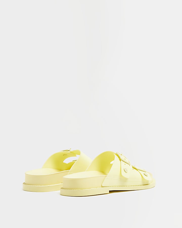 Yellow double strap sandals