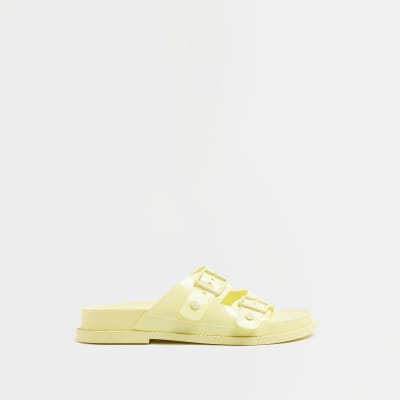 yellow two strap sandals