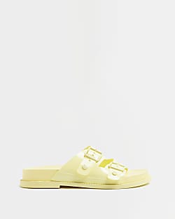 Yellow double strap sandals