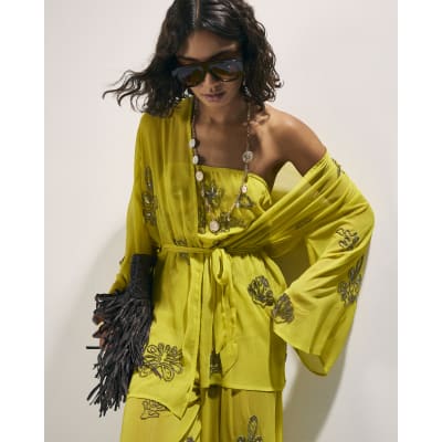 Yellow Embellished Kaftan