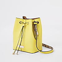 Yellow faux leather duffle cross body bag