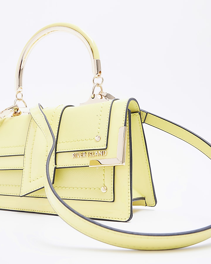 Yellow faux leather satchel bag