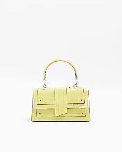 Yellow faux leather satchel bag