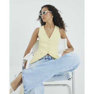 Yellow Fitted Longline Waistcoat