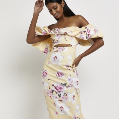 midi floral bodycon dress