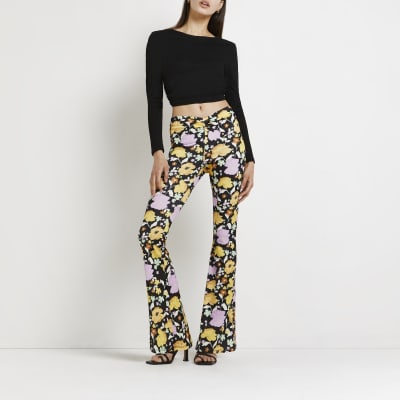 floral flared trousers