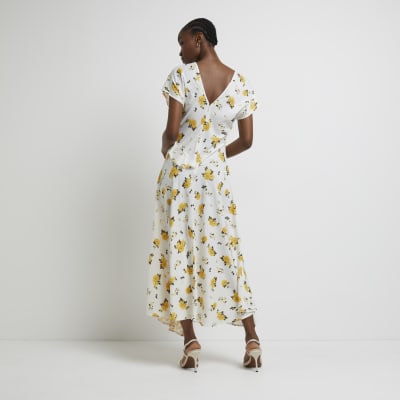 river island yellow frill dress