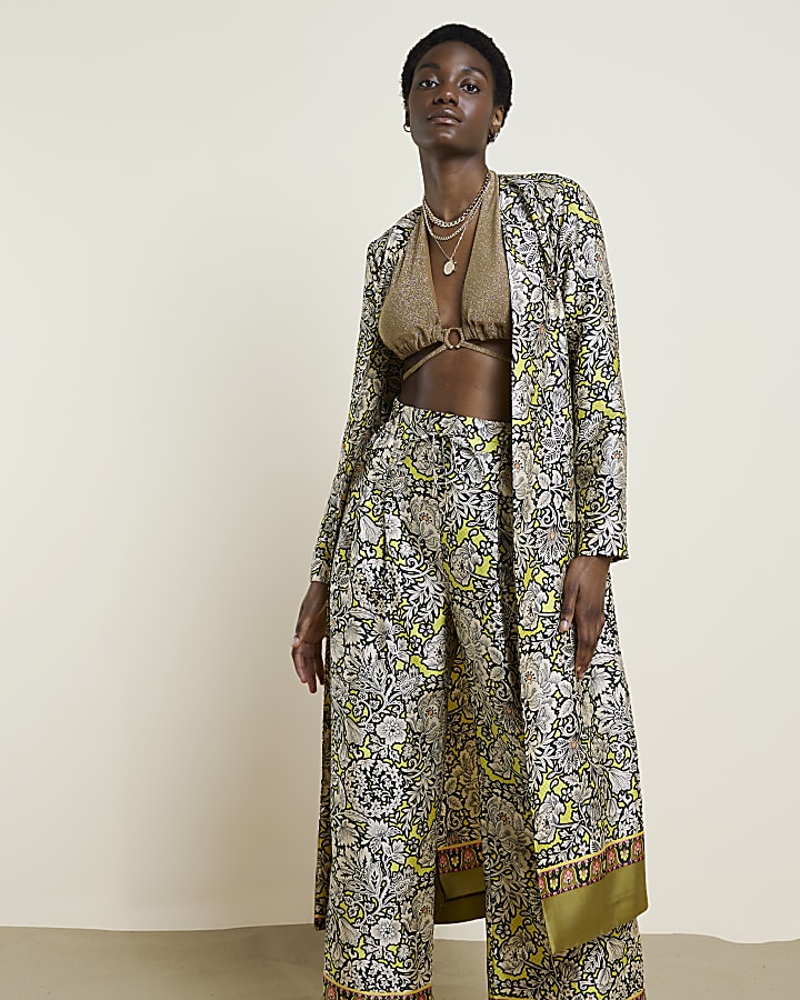 Yellow floral longline jacket