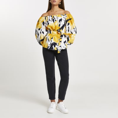 river island yellow floral top